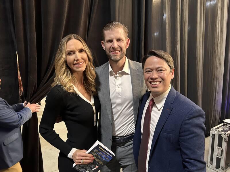 Pastor Steve Cioccolanti with Eric and Lara Trump at ministry event